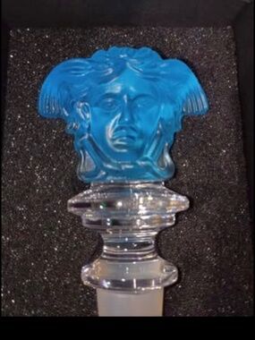 Versace Rosenthal Medusa Lumiere Bottle Stopper, collectable item light blue